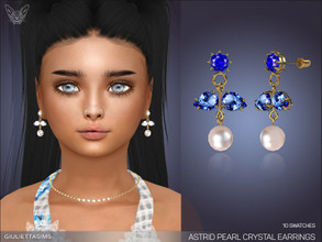 Sims 4 — Astrid Crystal Pearl Earrings For Kids by feyona — Astrid Crystal Pearl Earrings For Kids come in 3 colors of