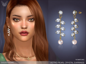 Sims 4 — Astrid Crystal Pearl Earrings by feyona — Astrid Crystal Pearl Earrings come in 3 colors of metal with blue,