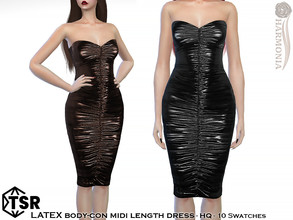 Sims 4 — Latex Body-con Midi Length Dress by Harmonia — New Mesh All Lods 10 Swatches HQ Please do not use my textures.