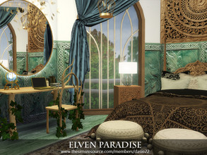 Sims 4 — Elven Paradise by dasie22 — Elven Paradise is a beautiful bedroom built on an octagonal plan. Please, use code