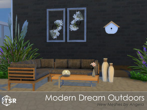 Sims 4 — Modern Dreams Outdoor by Angela — Modern dreams outdoor set. Wood and fabric come together in this modern