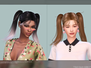 Sims 4 — Female Hair G86 by Daisy-Sims — twin ponytails / pig tails 21 base colors + 9 ombre colors hat compatible all