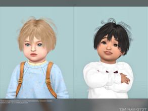 Sims 4 — Toddler Hair G73T by Daisy-Sims — short messy hair for toddler 21 base colors + 9 ombre colors hat compatible