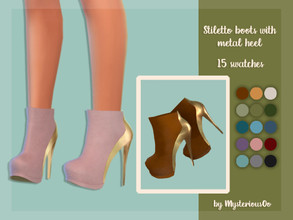 Sims 4 — Stiletto boots with metal heel by MysteriousOo — Stiletto boots with metal heel in 15 swatches