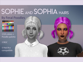 Sims 4 — Sophia Hair by feralpoodles — Cute tiny little pigtails! This is the SECOND hair (right) in the preview, the