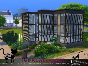 Sims 4 — FGD RealEstate 2022048 by Merit_Selket — modern Glasshouse on a small lot, built in New Crest 20 x 15 only TSR
