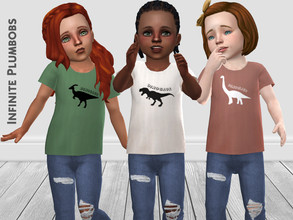 Sims 4 — Toddler Dino Silhouette T-Shirt by InfinitePlumbobs — Dinosaur Silhouette Corduroy T-shirt for Toddlers - 5