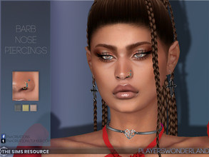 Sims 4 — Barb Nose Piercings by PlayersWonderland — A small set of 2 nosepiercings. Coming in 3 metalic colors. Left