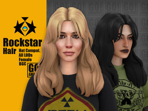 Sims 4 — Rockstar Hair by GoAmazons — >Base game compatible female hairstyle >Hat compatible >From Teen to Elder