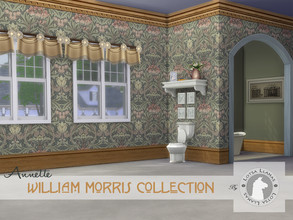 Sims 4 — Annette ~ The William Morris Collection ~ Oak Trim 2 by LotsaLlamas — Cozy Craftsman style patterns against a