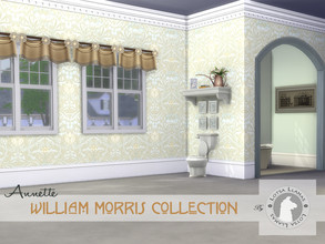 Sims 4 — Annette ~ The William Morris Collection ~ White Trim 2 by LotsaLlamas — Cozy Craftsman style patterns against a