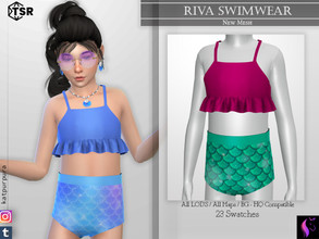 Sims 4 — Riva Swimwear  by KaTPurpura — High thong swimsuit with mermaid scales pattern and a sparkly top