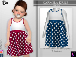 Sims 4 — Carmela Dress by KaTPurpura — Toddler Girls Sleeveless Short Dress with Polka Dot Skirt