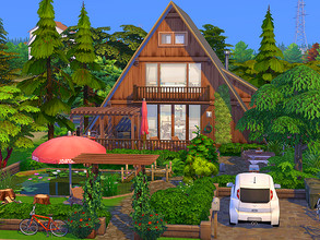 Sims 4 — Family A-Frame House - no CC  by Flubs79 — this is a cozy and rustic a-frame house for a family it has 2 bed and