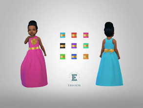 Sims 4 — Toddler Rose Dress 0513 by ErinAOK — Toddler Formal/Party Dress with Golden Rose 9 Swatches