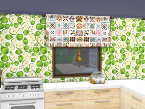 Sims 4 — Apples Kitchen Wallpaper by Morrii — Apples Kitchen Wallpaper