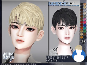 Sims 4 — TS4 Male Hairstyle_Shower(Maxis Match) by KIMSimjo — New Hair Mesh(Maxis Match) Male T-E 24 Swatches(EA Colors