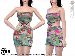 Sims 4 — Cartoon Print Mini Skirt by Harmonia — New Mesh All Lods 8 Swatches HQ Please do not use my textures. Please do