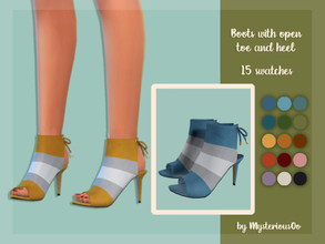 Sims 4 — Boots with open toe and heel by MysteriousOo — Boots with open toe and heel in 15 swatches