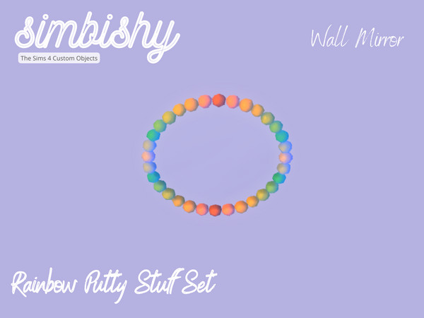 Sims 4 — Rainbow Putty Wall Mirror by simbishy — A colourful, rainbow mirror bordered by lumpy putty.