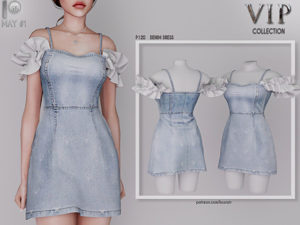 Sims 4 —  [PATREON]  (Early Access) DENIM DRESS P120 by busra-tr — 10 colors Adult-Elder-Teen-Young Adult For Female