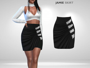 Sims 4 — Jamie Skirt by Puresim — Black draped skirt.
