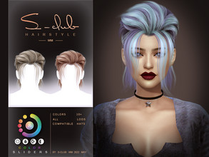 Sims 4 — SHORT Cyberpunk m/f hairstyle (Bowie) by S-Club — SHORT Cyberpunk m/f hairstyle (Bowie), 10 base colors, colors