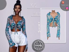 Sims 4 — SET 105 - Shirt by Camuflaje — Fashion summer set that includes a corset & pants ** Part of a set ** * New