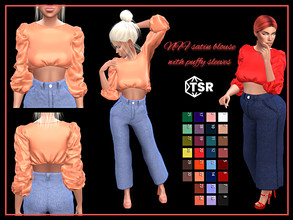 Sims 4 —  Satin blouse with puffy sleeves by Nadiafabulousflow — Hi guys! This upload its a satin blouse with short puffy