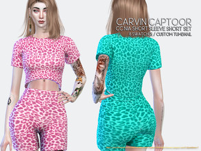 Sims 4 — Nia Short Sleeve Short Set by carvin_captoor — Created for sims4 Original Mesh All Lod 8 Swatches Don't Recolor