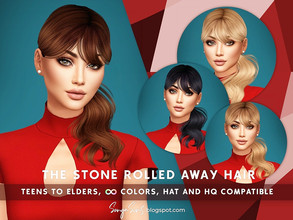 Sims 4 — SonyaSims The Stone Rolled Away by SonyaSimsCC — - Wavy ponytail hair for your sims with cute fringe. Cute and