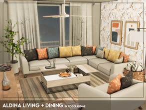 Sims 4 — Aldina Living + Dining (TSR only CC) by xogerardine — Cozy living room with dining area!
