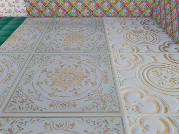 Sims 4 — Art Deco Metallic Floor Tiles V1 by Morrii — Art Deco Metallic Floor Tiles V1