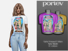 Sims 4 — 'Girls' Printed T-Shirt by portev — New Mesh 12 colors All Lods For female Teen to Elder normal map