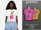 Sims 4 — Mickey Mouse Printed  T-Shirt by portev — New Mesh 11 colors All Lods For female Teen to Elder 