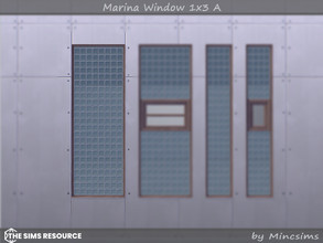 Sims 4 — Marina Window 1x3 A by Mincsims — Basegame Compatible. 8 swatches. for short wall.