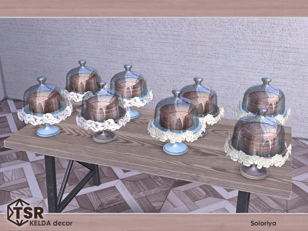 Sims 4 — Kelda Decor. Cake by soloriya — Decorative cake on a tray under glass. Part of Kelda Decor set. 8 color