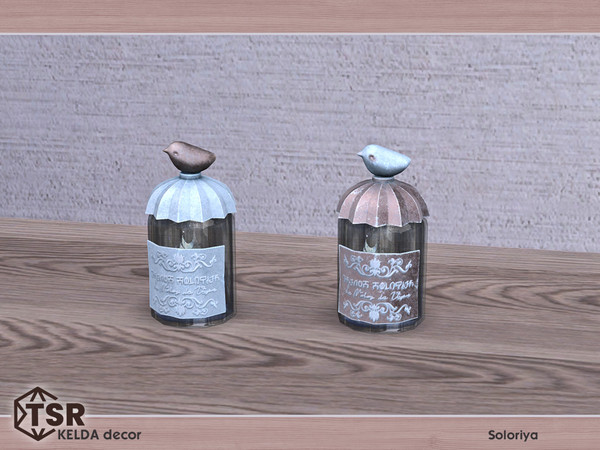 Sims 4 — Kelda Decor. Jar with Bird, v1 by soloriya — Jar with bird. Part of Kelda Decor set. 2 color variations.