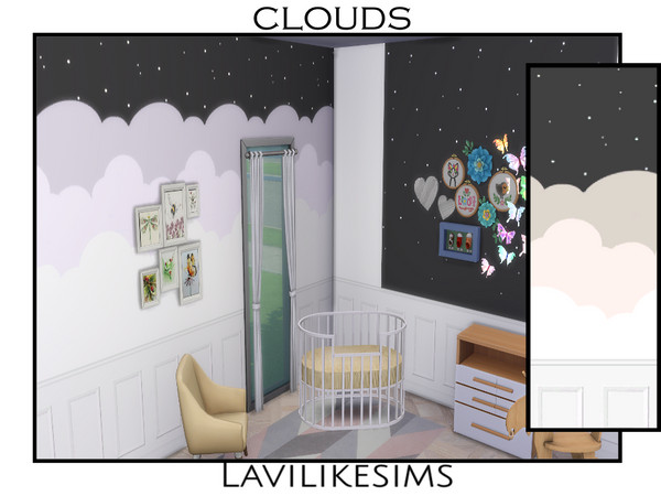 Sims 4 — Clouds by lavilikesims — A night sky with clouds floating along 2 colours with additional matching walls to fill