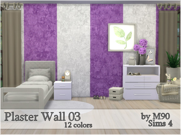 Sims 4 — Plaster wall 03 by Mircia90 — Plaster wall in 12 colors. You will find in miscellaneous tab. Negative of plaster