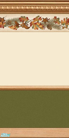 Sims 2 — Falling Leaves Wall 5 by lwilfong — Fall colored textured paint with fall leaf patterned border. ~LWilfong