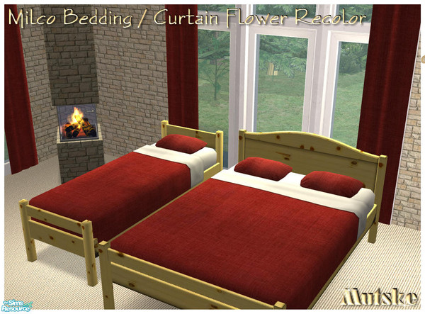 Sims 2 — Milco Flower Recolors Red - Bedding by Mutske — Red Bedding to match the Milco Living Flower in Red. Just use my