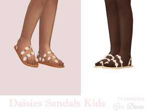Sims 4 — Daisies Sandals Kids by Dissia — Cute braided sandals with little daisy flowers :) Available in 14 swatches