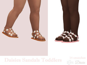 Sims 4 — Daisies Sandals Toddlers by Dissia — Cute braided sandals with little daisy flowers :) Available in 14 swatches
