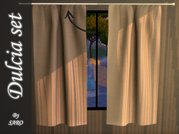 Sims 4 — Dulcia curtain (left) by SSR99 — This is the left side of a three part set for curtains