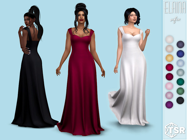 Sims 4 — Elaina Gown by Sifix2 — A sleek gown in 15 colors for teen, young adult and adult sims. Thank you to all