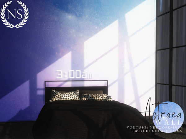 Sims 4 — Astrae Galaxy Mural by networksims — A galaxy-design mural in purple and blue tones.