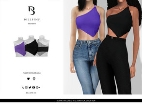 Sims 3 — Slinky Ruched Halterneck Crop Top by Bill_Sims — This top features a slinky material with a halteneck design,