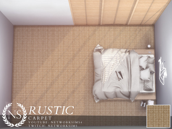 Sims 4 — Rustic Carpet by networksims — A light brown woven carpet.