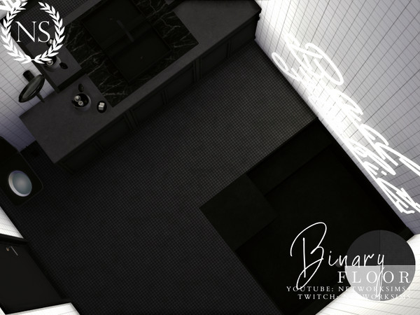 Sims 4 — Binary Tile Floor by networksims — A greyscale tile floor.